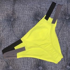 New Yellow Bathing Suit Bottom w black/grey straps